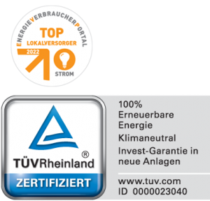TÜV Rheinland zertifizierter Ökostrom vom Top-Lokalversorger